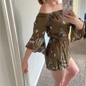 Green Floral Romper